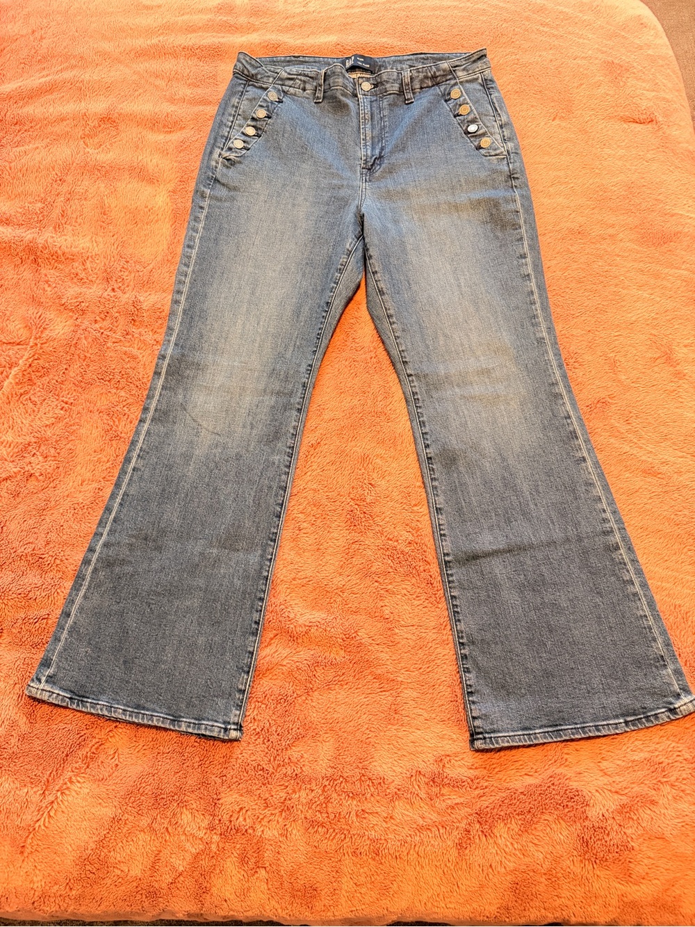 GAP Medium Blue Flare Jeans with Button Pocket Detail
